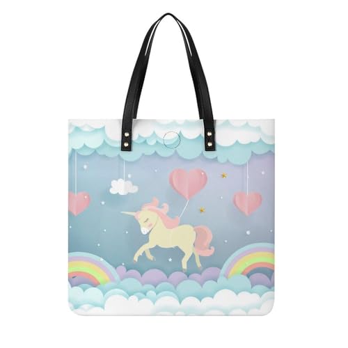 Tote bag licorne nuage pour femmes grand sac à main d'épaule idéal pour le voyage