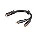 Produktbild Goobay 50375 2x Cinch Stecker auf 1x Cinch Kupplung, Audio Y Adapterkabel, OFC, zweifach geschirmt, schwarz, 0,2m