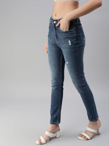 Image of SHOWOFFFF Women Slim Fit Jeans | Denim Jeans for Womens | Mid-Rise Regular Length Jeans for Women's