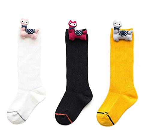3 Pairs Cute Animal Toddlers Baby Girls Knee High Socks Tube Doll Stockings Warm Cotton Long Socks