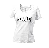 Damen T-Shirt mit V-Ausschnit aus Bio-Baumwolle Evolution Fagott Bläser Orchester Instrument Musiker