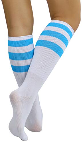 Image of ToBeInStyle Women's Premium Below Knee Athletic Socks w /Contrasting Wide Stripes