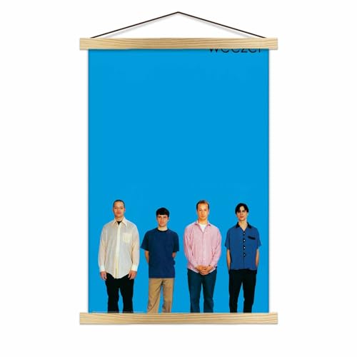 Scorpio Posters Weezer - Blue Mini Poster - Officially Licensed - 11" x 17" - with Natural Wood Poster Holder