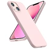 ACRONIX Coque Silicone Liquide Compatible avec iPhone 13 Mini (5,4”) Case en Silicone Premium, Étui Protection Complète, Cover Antichoc à 3 Structure Rose Craie