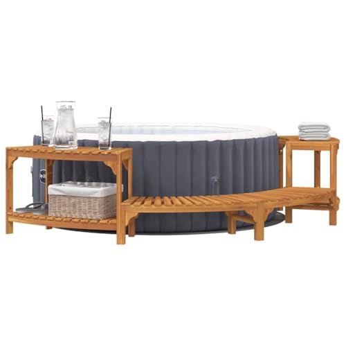 vidaXL Whirlpool Umgebung Halb-Rund Braun 272 x 120 x 55,5 cm, Akazienholz-Wanne, Minimalistisches...