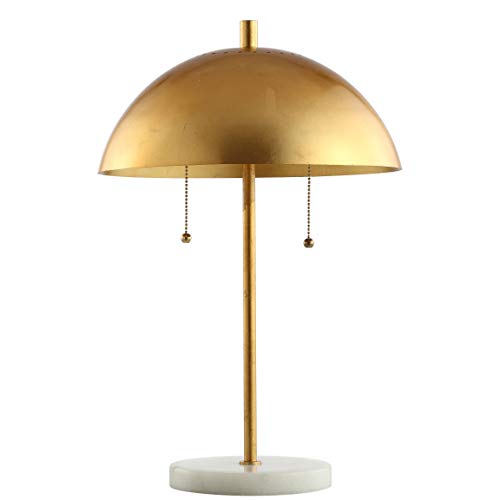 JONATHAN Y 20.7" Gold/White Marble 2-Light LED Table Lamp for Modern Bedside Decor, Glam Desk Lamp, Gold Metal Dome Shade, Pull Chain Switch, Bulbs Included JYL1071A by JONATHAN Y - Image 7
