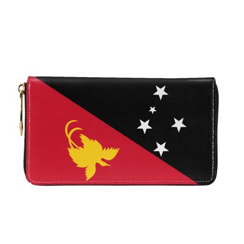 Flag of Papua New Guinea Long leather wallet - with zipper - portable and waterproof, suitable for office, study and daily use2