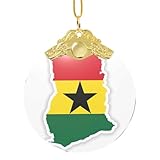 Adorno decorativo con diseño de mapa de la bandera de Ghana para árbol de Navidad, cierre de metal de Navidad, colgante para decoración navideña