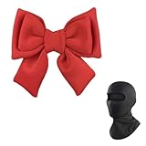 1 Pack Big Red Bow Motorcycle Helmet Accessories Self Adhesive Large Bow para Moto Decorations Ski Mask Balaclava Motorcycle Accessories for Women Christmas Halloween Wedding Party