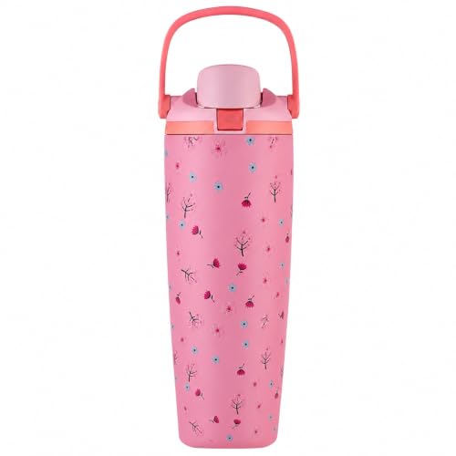 Image of HomeCloud 900ML Stainless Steel Water Bottle - Double-Wall Vacuum Insulated, Leakproof Straw Lid, BPA-Free Reusable Travel Flask with Two-Way Spout for Gym, Office & Outdoor Use (Pink Cherry)