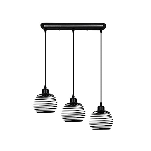 Luminaire Suspendu Circulaire en Forme Creuse Style Industriel Rétro Haute Finition Noir