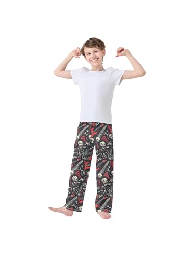 Red Rock Guitar Skull Art Boys Pants for Kids Jogger Pants with Pockets S3