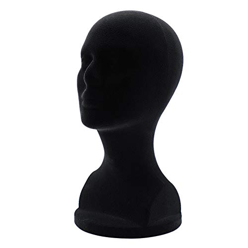 BESUFY Styrofoam Head,Wig Head Display Foam Head for Glasses Hat Hairpieces Stand Male Foam Display Mold Wig Hat Glasses Holder DIY Shooting Props Styling Tools - Black