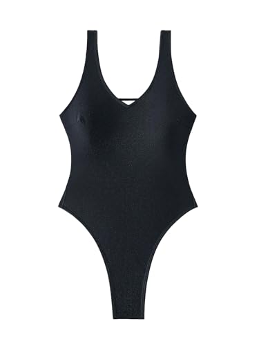 Image of Foxiny Sexy Backless Cheeky High Cut Leg Thong V Neck One Piece Swimsuit