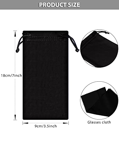 Flutesan 40 Pack Microfiber Case Pouch Bag Glasses Sunglasses Case with 2 Pieces Cleaning Cloth (Black) - Thumbnail 2