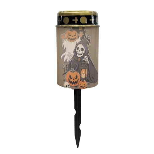 Image of Poceacles Solar Lights Outdoor Grave Candle for Cemetery Decoration Solar Outdoor Lights for Garden Lawn Backyard Pathway Halloween Decor, Pumpkin Skull Brown