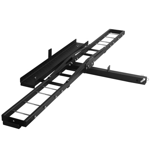 Motorcycle Rack Motorcycle Scooter Carrier Hauler Hitch Mount Rack with Loading Ramp Fit 2