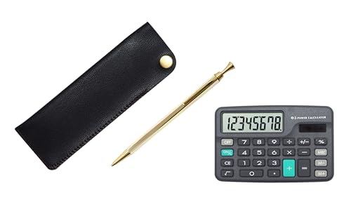 ミニ電卓付 横ホックペンケース黒 Z88全身ゴールド 6角ノック金属シャープペンセット T23-D-NK01B-Z88KS