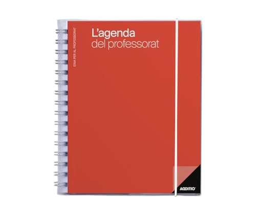ADDITIO - La Agenda del Profesorado | Planificación trimestral | Semana vista | Evaluación | Tamaño 16,5 x 21,5 cm. | Catalán | Rojo
