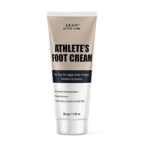 Azani Active Care Fußcreme für Sportler | Fußpilz & Entzündungen |Anti Juckreiz, Anti Crack, Tiefenpeeling & Feuchtigkeitscreme | Teebaumöl, Apfelessig 50gm Cover