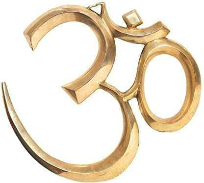 AONA Brass OM Wall Hanging Sculpture, Vastu, Goodluck,Pooja Idols | Home Decor - 12.5 x 11 x 1 Inches