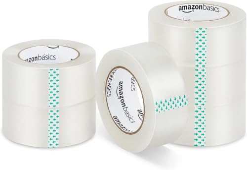 Image of Amazon Basics Strong Adhesive Packing Tape for Moving Boxes, Shipping and Sealing, Clear, 1.88 inch x 109 Yards, 36-Pack, Total 654 Yards
