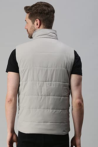 Image of SHOWOFFFF Men Solid Casual Jacket | Stand Collar Sleeveless Jacket for Mens | Regular Fit Jacket for Men's