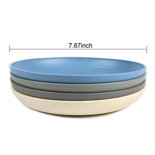 Shopwithgreen Wheat Straw Reusable Kids Plates, Camping Outdoor Sets, For Kitchen, Dorm Room, Toddler, Children Baby Feeding, Microwave Dishwasher Safe, Unbreakable Lightweight, 7.8 Inch, 4 Pcs #TOP1
