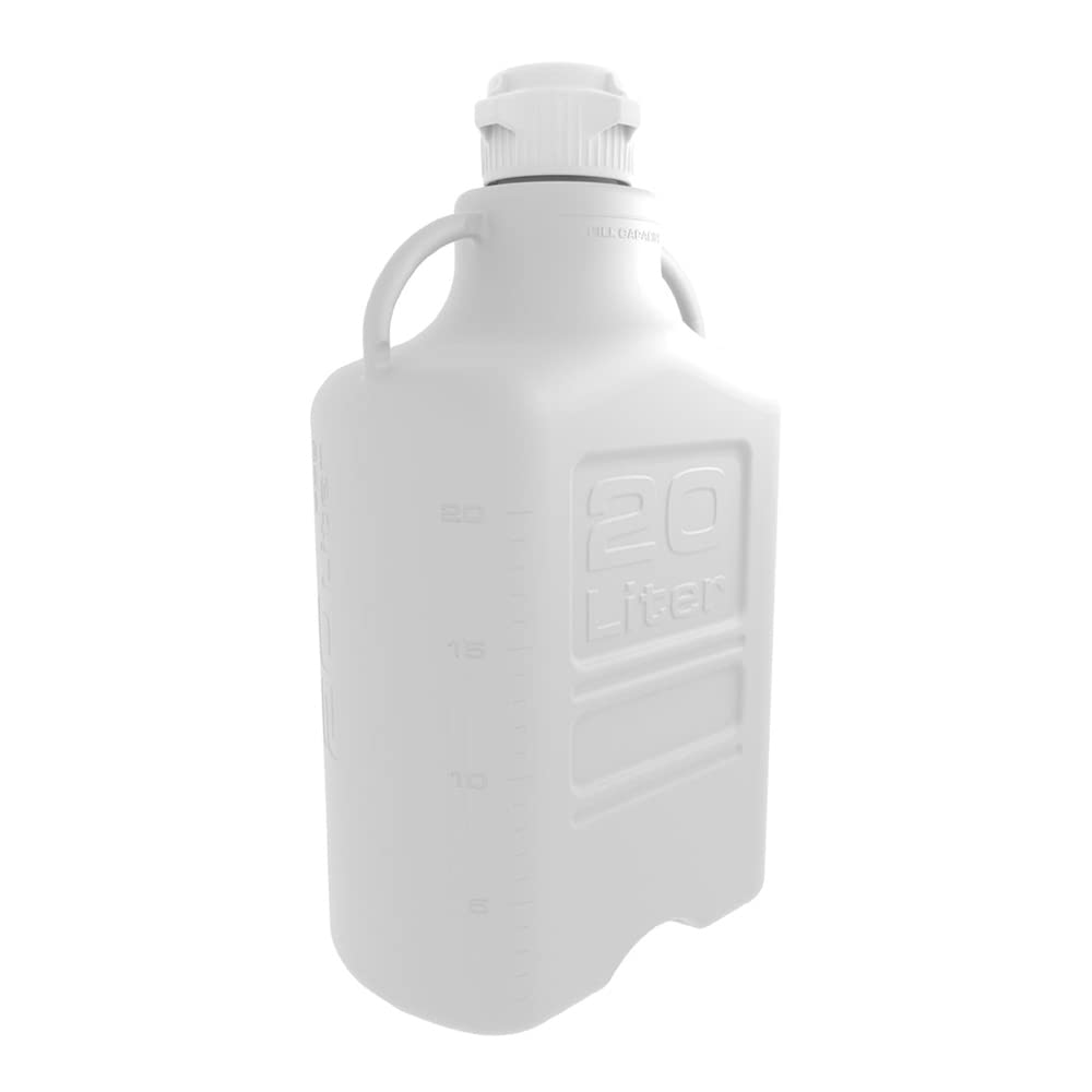 Foxx Life Sciences 1198J76EA EZgrip HDPE Space Saving Carboy with 83mm VersaCap, 20L Capacity