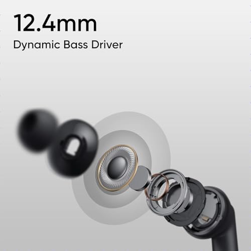 Image of Buds T310 True Wireless in-Ear Earbuds with 46dB Hybrid ANC, 360 Spatial Audio, 12.4mm Dynamic Bass Driver, Upto 40Hrs Battery and Fast Charging (Black)