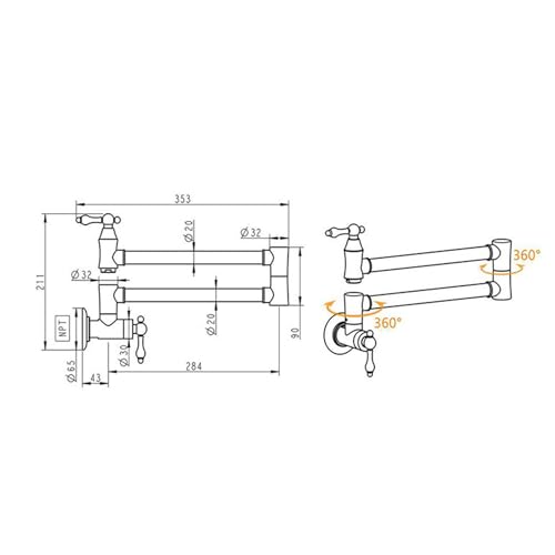 Grifo de cocina plegable de pared en acabado cepillado premium 2
