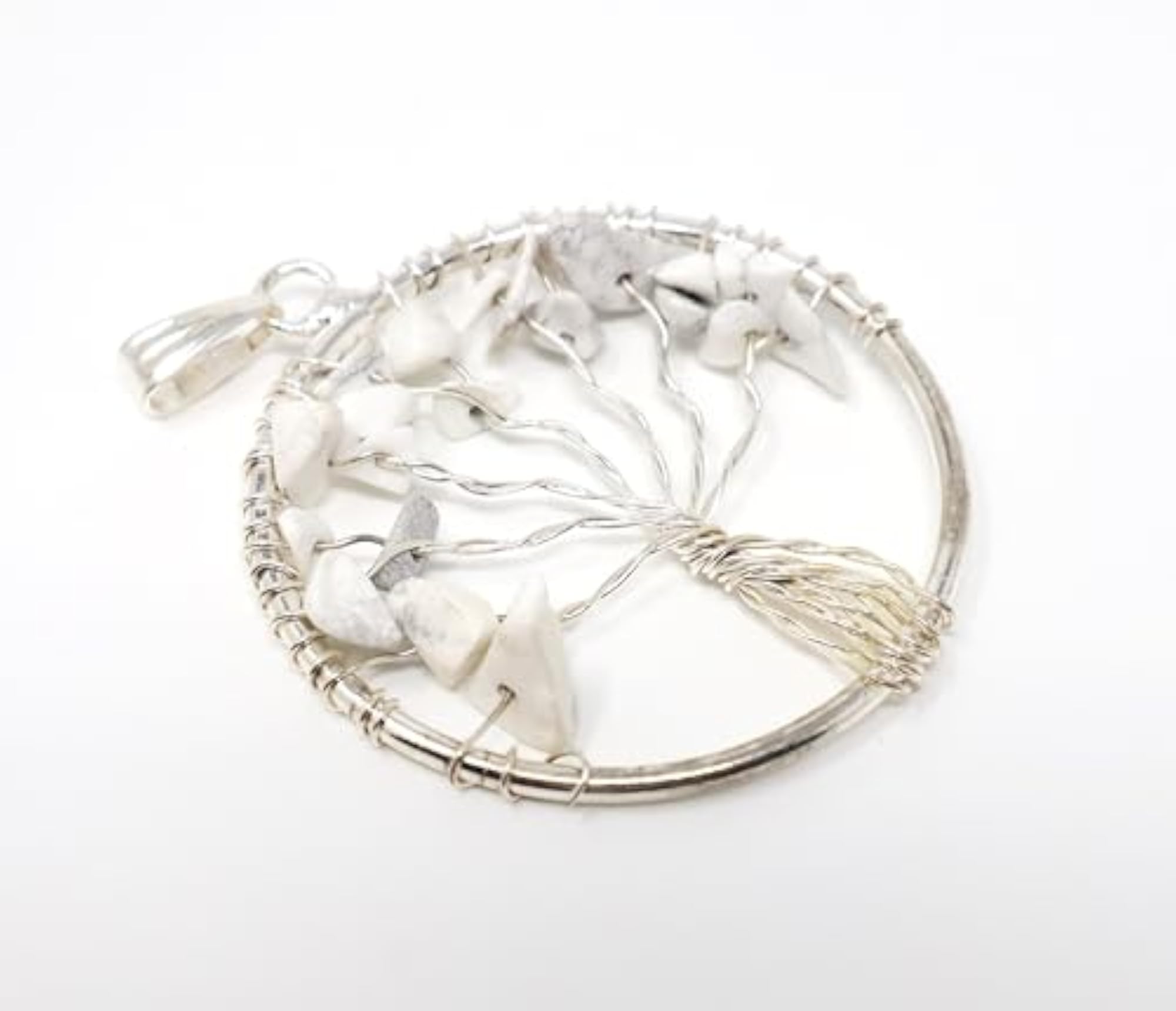 Natural Howlite Crystal Tree of Life Pendant