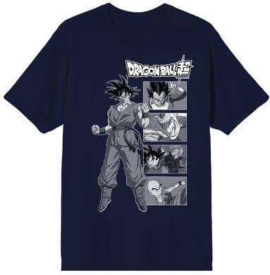 Dragon Ball Super Character Panels Mens Periwinkle Crew Neck Short Sleeve T-Shirt-Small