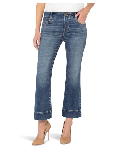 Liverpool Women's Gia Glider Mid-Rise Pull-on Flare Jeans W/Wide Hem