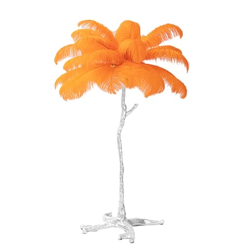 Lámpara de pie regulable de plumas TTDGYYXW plateada elegante de 120 cm para decoración del hogar
