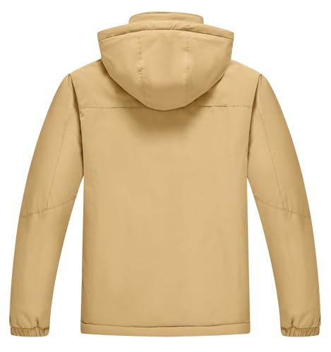 Image of TBMPOY Men's Winter Ski Jacket Waterproof Warm Snow Insulated Coat Fleece Lined Snowboard Hooded Raincoat
