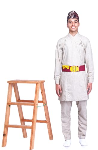 Men's Daura Suruwal. Nepali Men's National Dress. Daura Suruwal; soft on body. Easily wear for extended period of time without discomfot. (Cotton Tan, Small)