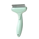 Pet Grooming Combo Tool for Cats and Dogs, Deshedding and Dematting Rake with Metal Comb forDetangling Long, Matted Fur (Green)
