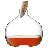 LSA Float Decanter & Oak Stopper 1.3L| 1 Unit | Mouthblown & Handmade Glass | Hand Planed Wood | FA01