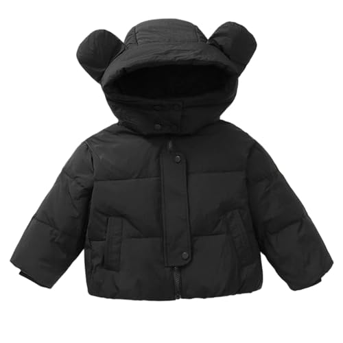 Kids Boy Girls Winter Hooded Coat Cute Bear Ears Zipper Up Down Jackets Warm Cute Hooded Outerwear with Pockets