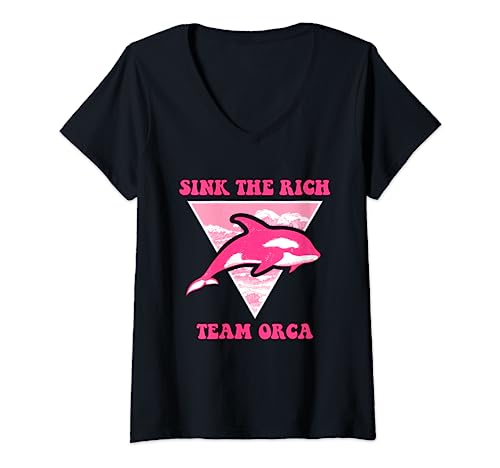 Sink The Rich Tea Orca Whale Apparel V-Neck T-Shirt