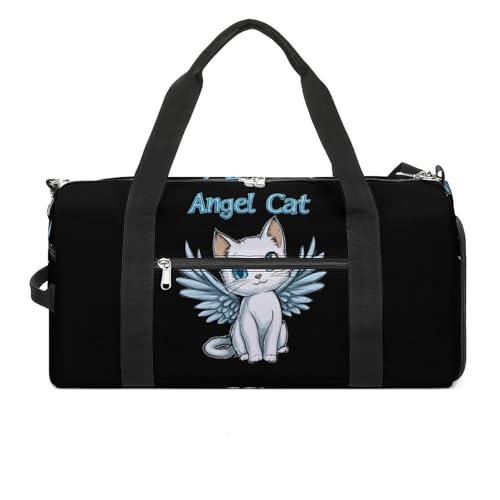 Angels-Cat Gym Bag Travel Duffle Bags Carry On Tote Weekender Bag Suitable for Men Women