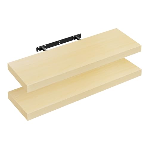 WOLTU Estantería Flotantes Baldas 70cm, Juego de 2 Estante para Pared de Tablero de Madera RG9369kei-2