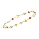 Ross-Simons 5.00 ct. t.w. Bezel-Set Multi-Gemstone Bracelet in 18kt Gold Over Sterling. 8 inches