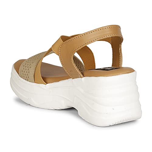 Image of Stylish Girl's High Heel Criss Cross Chunky Sole Casual Fashion Wedges Sandal For Women /Girls Ankle Strep Sandal