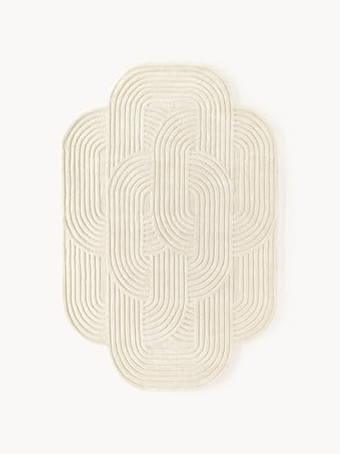 Image of Hand-Tufted Woolen Large Carpets for Living Room 8x11 Ivory Color Modern Anti-Skid Area Rug High Pile Thick Carpet & Rugs for Hall & Bedroom