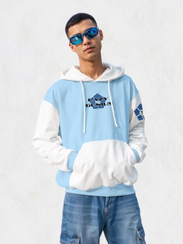 Image of crazymonk Plain Oversized Hood - Sky Blue White