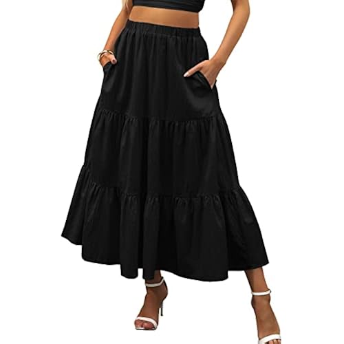 ANRABESS Women’s Summer Flowy Maxi Skirts with Pockets