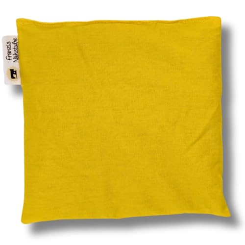 Franzis Nähstube 20x20cm Cojín de espelta amarillo en 100% algodón I Almohada de grano de espelta 20x20 para microondas I Almohadilla térmica, Almohada con núcleo de espelta, Almohada cervical