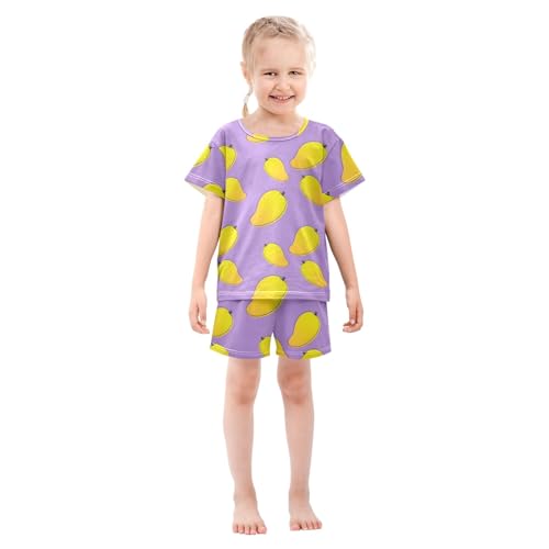 Mango Purple Cute Cartoon Pattern Summer Cute Pajama Sets, Short Sets for Daily Wears and Sleep Wears3
